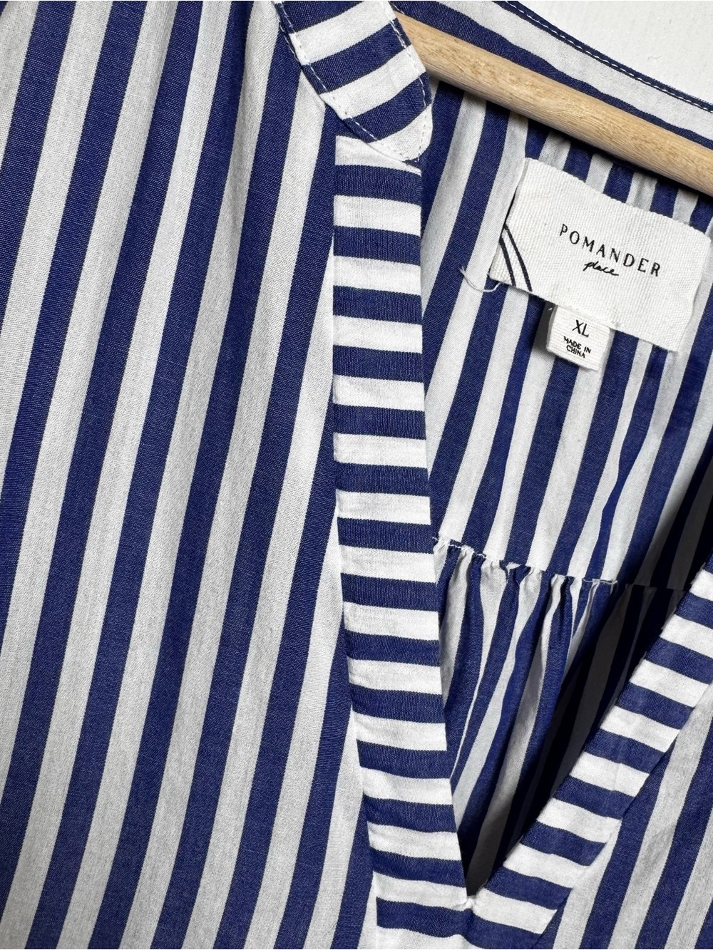 Pomander Place Tuckernuck XL Blue White Stripe Tiered Mini Dress Coastal Coverup - Picture 6 of 10